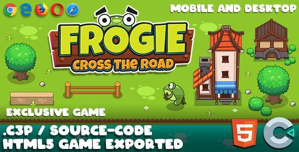 Frogie Cross The Road HTML5 Game - With Construct 3 File