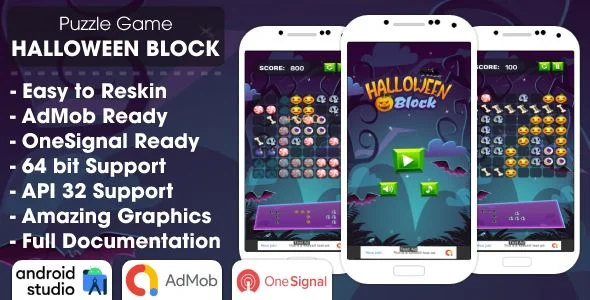 Halloween Block - Puzzle Game Android Studio Project with AdMob Ads + OneSignal + Ready to Publish