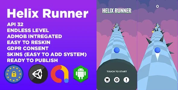Helix Runner (Unity Game Template + Admob Ads + GDPR Consent)