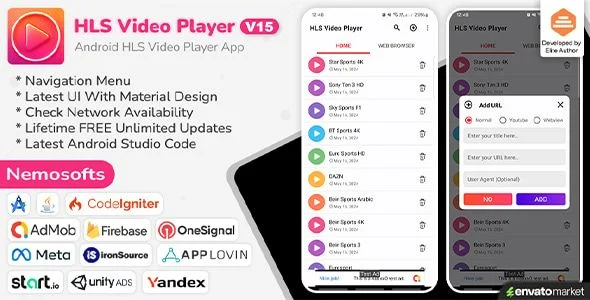 HLS Video Player Android App ( Online )