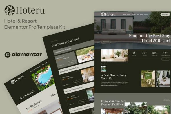 Hoteru - Hotel & Resort Elementor Pro Template Kit