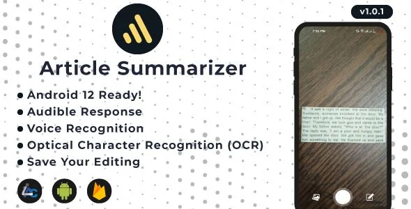 Image to Text - Article Summarizer, OCR, Voice Typing, Audible Output - Android, AdMob, OneSignal