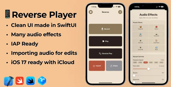 iOS 17 Swift Reversed Voice Recording App | Reverse Playback App with IAP