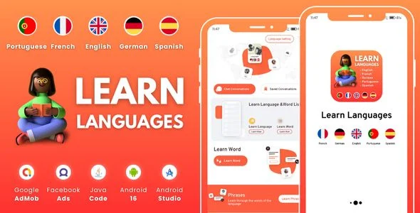 Learn Languages - English Spanish French German with AdMob Facebook Ads Android