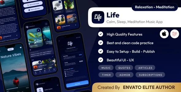 Life: Sleep Sounds - Meditation Sounds - Relax Music App - iOS (Swift UI/Laravel)