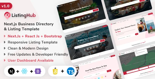 ListingHub - Next.js Business Directory & Listing Template (Javascript + Typescript)