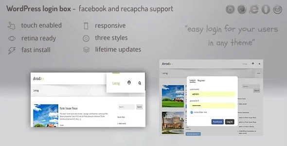 Login lightbox wordpress - easy login / register with facebook, buddypress and recapcha support
