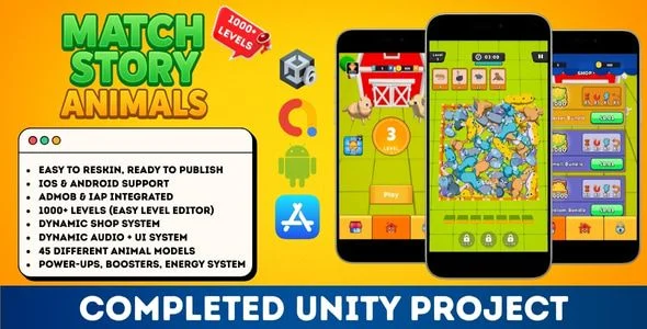 Match Story: Animals - Unity Match 3D Puzzle Game Source Code (AdMob + IAP)
