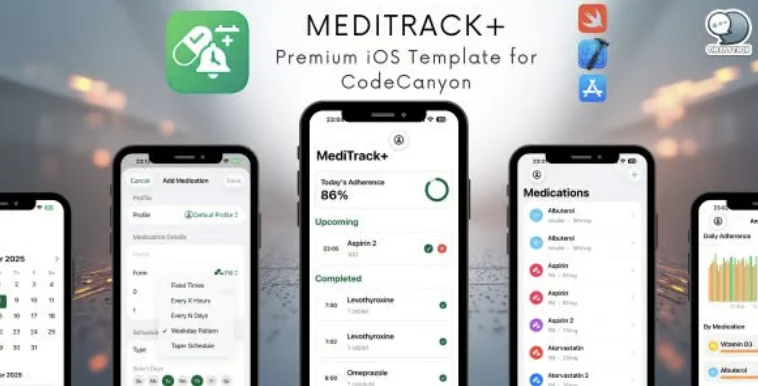 MediTrack+ - The Most Complete Medication Tracking iOS App Template