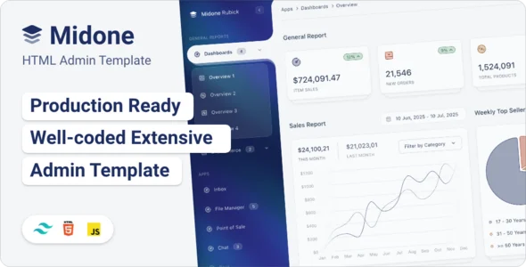 Midone - Tailwind 4+ HTML Admin Dashboard Template