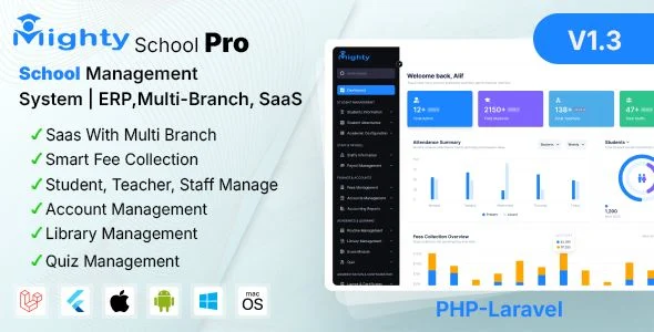 Mighty School Pro - School Management System (ERP, Multi-Branch, SaaS)