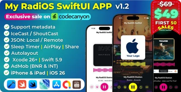 My RadiOS SwiftUI APP Radio iOS 18, Swift Radio, iOS App Template (Single Station)