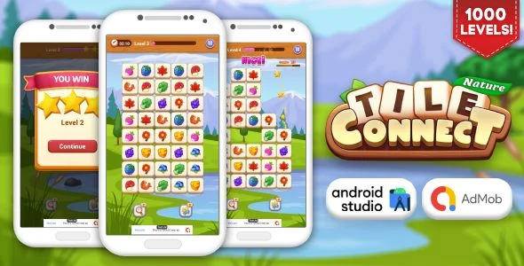 Nature Tile Connect - Matching Game Android Studio Project with AdMob Ads + Ready to Publish