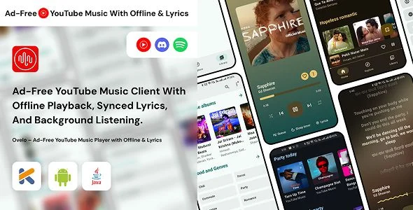 Ovelo - Ad-Free YouTube Music Player with Offline & Lyrics App