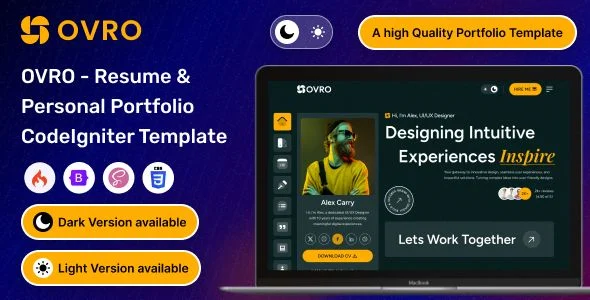 Ovro - Resume Personal Portfolio CodeIgniter Template