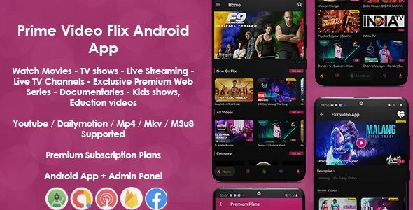 Prime Video Flix App - Movies - Shows - Live Streaming - TV - Web Series - Premium Subscription Plan v8.2