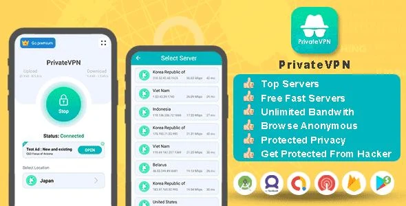 Private VPN App - Free VPN Server - Paid VPN Servers - Admob Facebook Ads - Fast VPN & Secure VPN