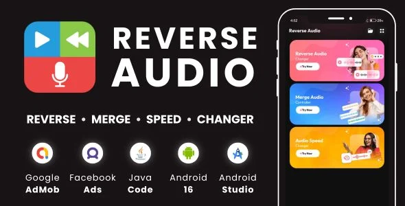 Reverse Audio - Merge Audio - Speed Changer - with AdMob Facebook Ads Android