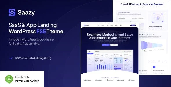 Saazy - SaaS & App Landing Page Gutenverse FSE WordPress Theme