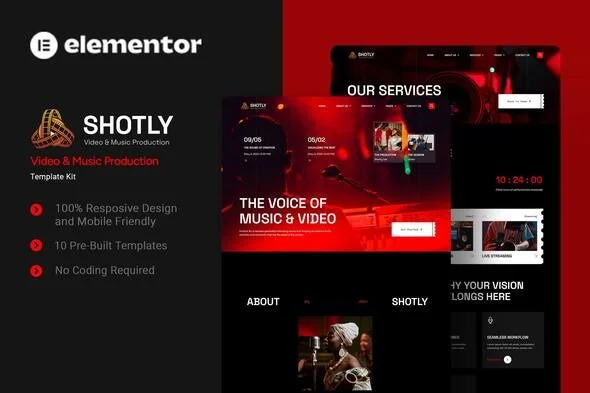 Shotly - Video & Music Production Elementor Template Kit