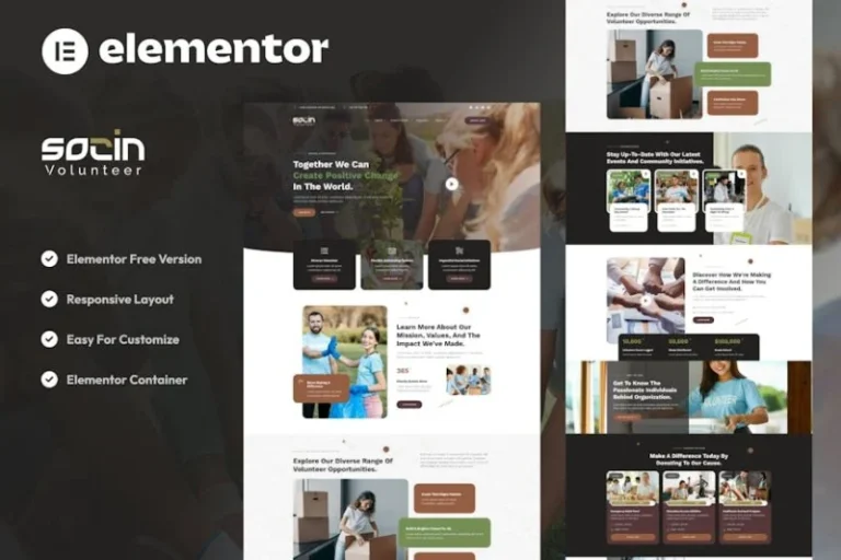 Socin - Volunteer & Charity Elementor Template Kit