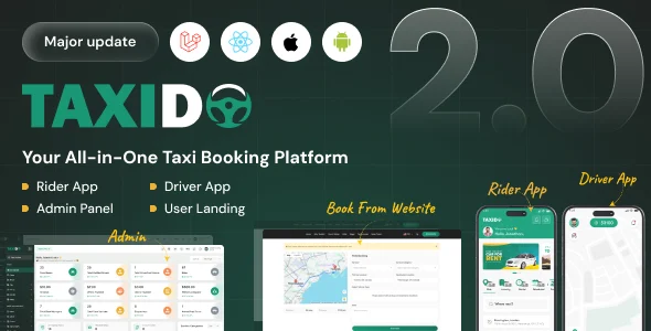 Taxido - InDrive | Grab | Uber Clone | Taxi Booking with Cab | Rental | Bidding | Parcel