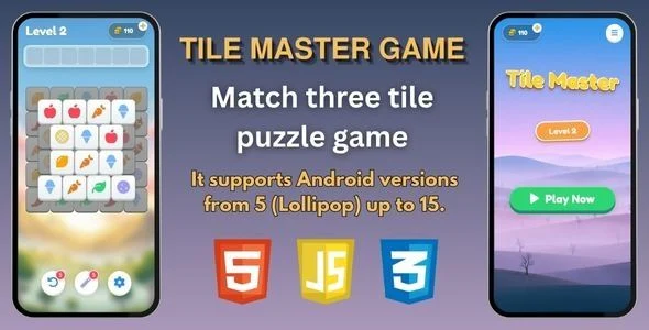 Tile Master: Match 3 Web Game (HTML5/CSS/JS) - Clean & Performance Optimized