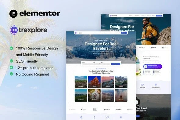 Trexplore - Travel & Tour Agency Elementor Pro Template Kit