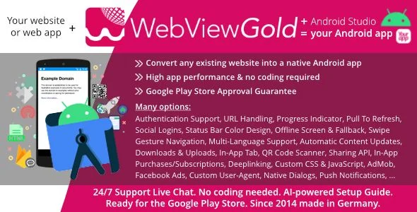 WebViewGold for Android - WebView URL/HTML to Android app + Push, URL Handling, APIs & much more! - NULLED v15.9