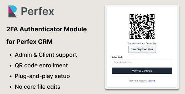 2FA Authenticator Module for Perfex CRM - Compatible with Google, Microsoft, Authy & More