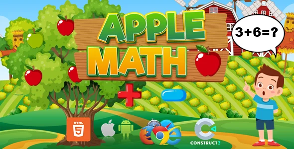 Apple Math - Educational Game for Kids - HTML5/Mobile - (C3p)