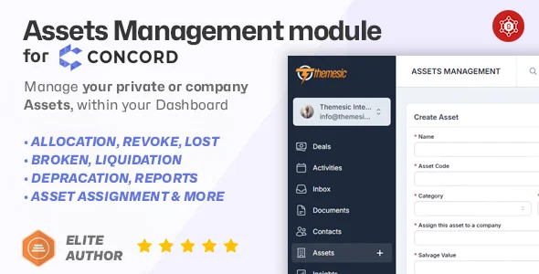 Assets Management Module for Concord CRM - Manage Company and Customer Assets