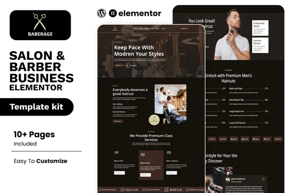 Baberage - Barber & Hairdresser Shop Elementor Template Kit