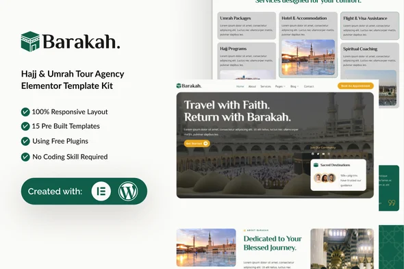 Barakah - Hajj & Umrah Tour Agency Elementor Template Kit