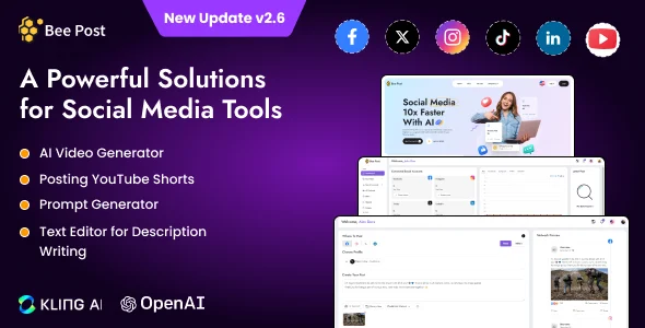 BeePost - AI Social Media Management & Content Creation SaaS with Subscription System