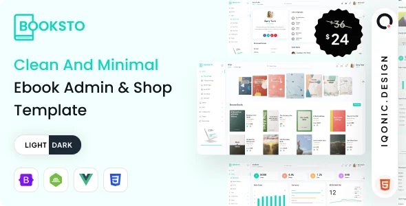 Booksto - Ebook Shop Website & Admin Template (VueJS, HTML)
