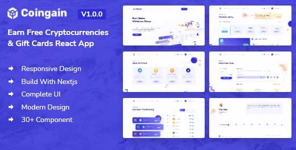 CoinGain - Earn Free Coins, Cryptocurrencies & Gift Cards Nextjs Template