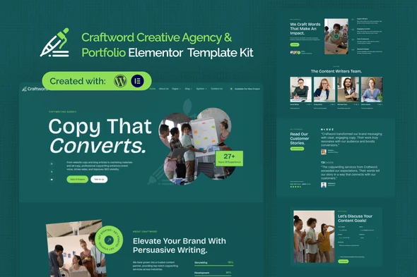 Craftword - Creative Agency & Copywiting Portfolio Elementor Template Kit