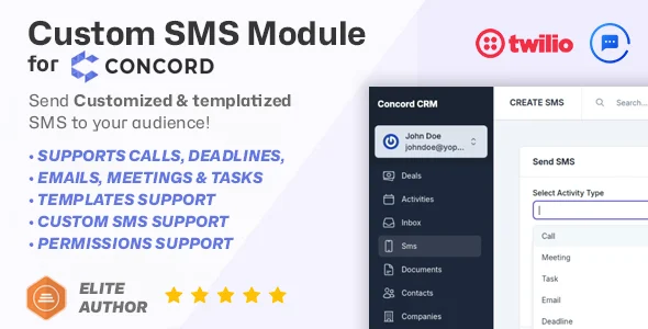 Custom SMS module for Concord CRM - Automated and On-demand Messages