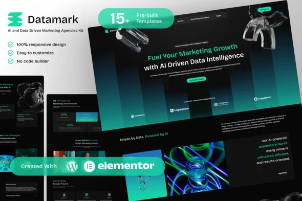 Datamark - AI and Data Driven Marketing Elementor Template Kit for Smart Campaigns