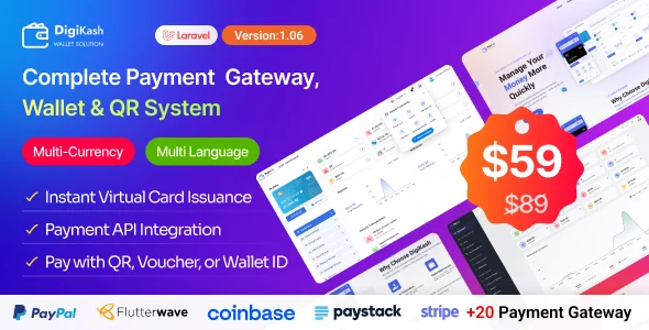 DigiKash 2.0 - Complete Payment Gateway, Wallet & QR System