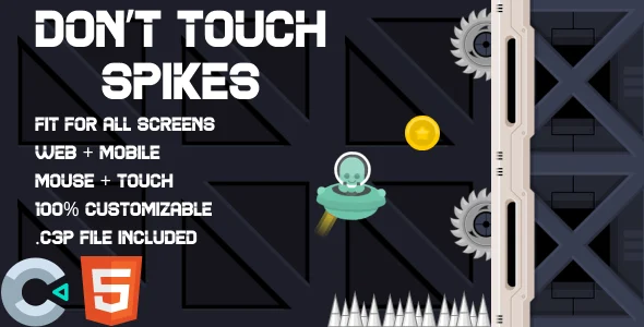 Don’t touch spikes. HTML5 Game (Construct 3). Web and Mobile ready