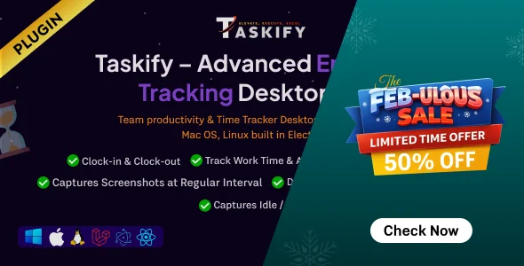 Employee Monitoring - Work, Active, Idle, Break Time & Screenshots - Desktop App Plugin for Taskify
