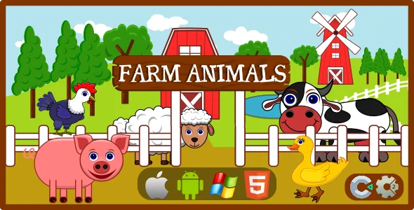Farm Animals - Educational Game (HTML5+CAPX|Construct 2 and 3)