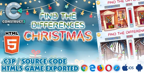 Find The Differences - Christmas Game HTML5 - With Construct 3 All Source-code (.c3p)