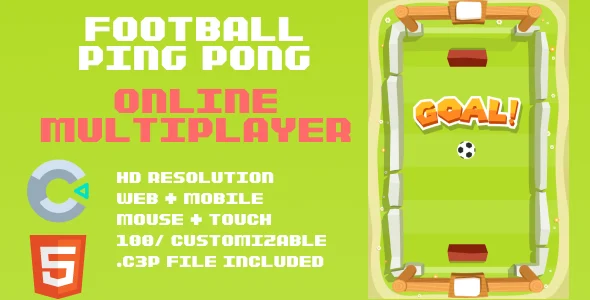 Football Ping Pong. Online Multiplayer. HTML5 Game (Construct 3). Web and Mobile ready