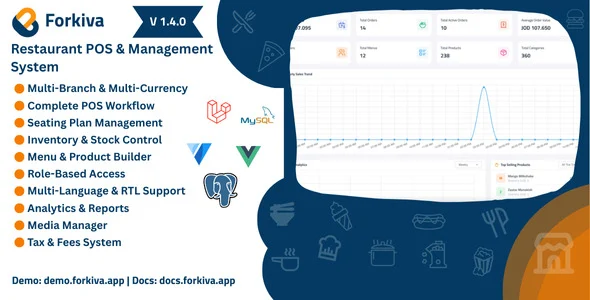 Forkiva - Restaurant POS & Management System (Laravel + Vue.js)