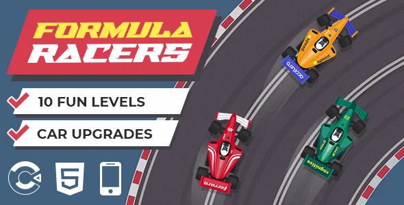 Formula Racers - HTML5 Racing Game | Construct 3 | Mobile Ready | Easy Reskin