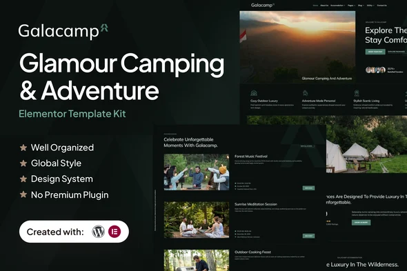 Galacamp - Glamour Camping & Adventure Elementor Template Kit