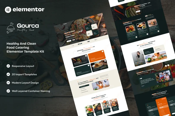 Gourca - Healthy & Clean Food Catering Elementor Template Kit